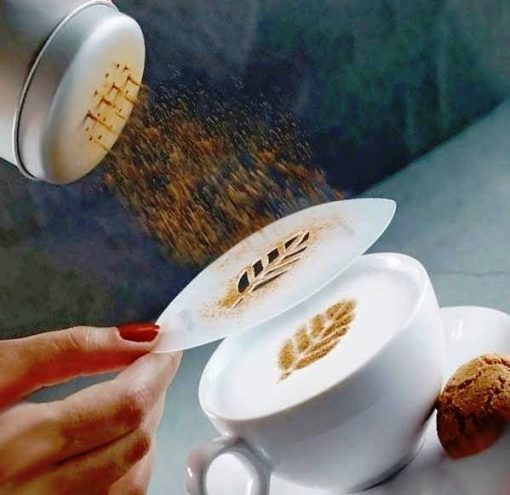  شابلون تزیین روی قهوه  طراحی نسکافه تا شعله‌زرد